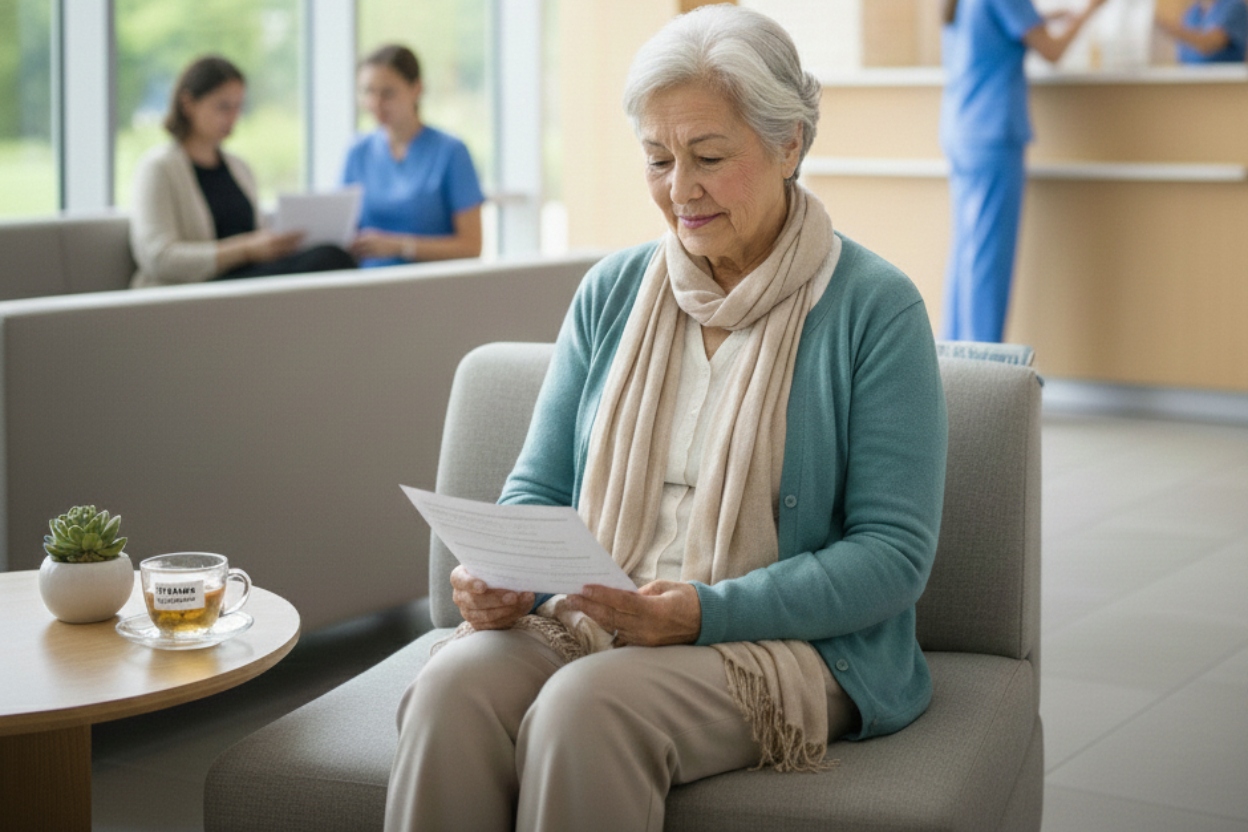 paciente tranquila luego de un traslado al ensayo clínico